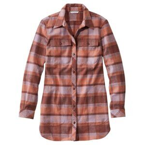 LL Bean Women’s Signature Chamois Tunic Shirt Medium Antique Lilac Plaid